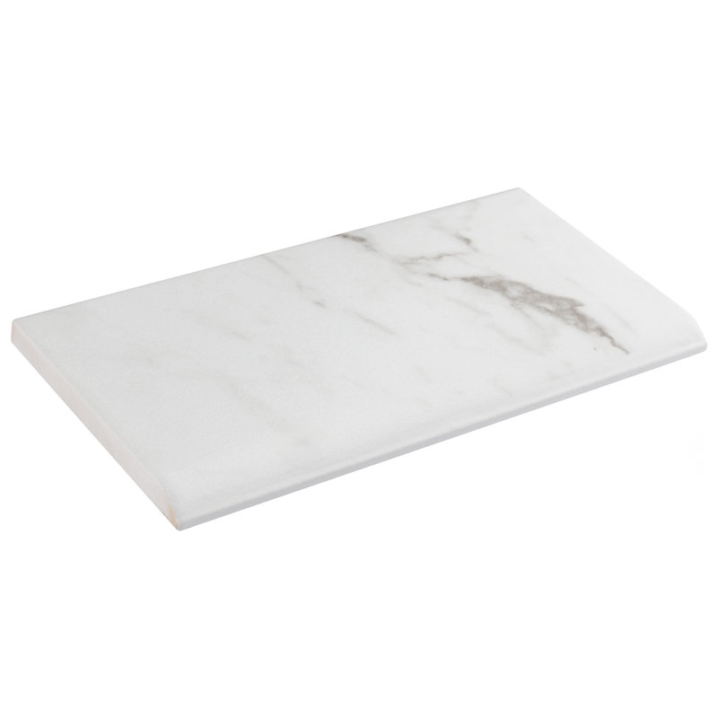 Classico Carrara 6" x 3" Matte Ceramic Bullnose Tile Trim in White/Gray