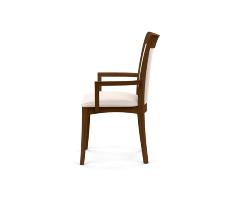 Morgan Upholstered Arm Chair, White, Saddle Cherry