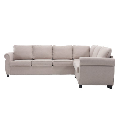 [Nouveauté] Canapé-lit modulaire escamotable en L de 6 po avec siège en L de 104 po et revêtement en polyester beige