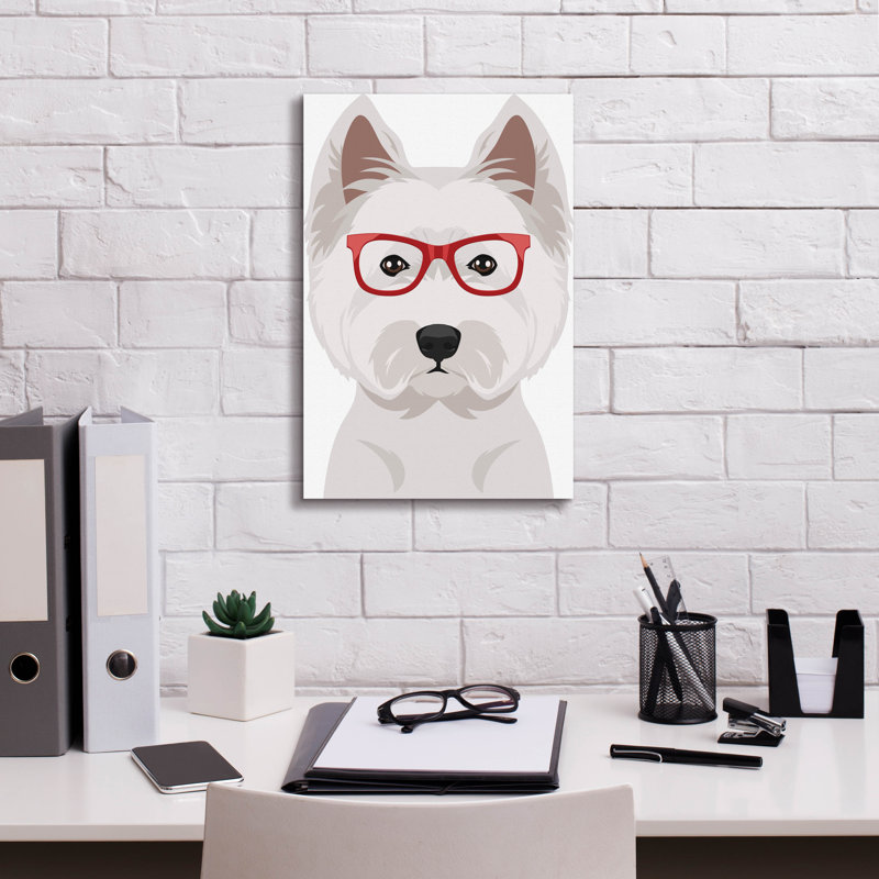 «West Highland Terrier portant des lunettes de hipster» par Faugaby Affiliates, art mural sur toile