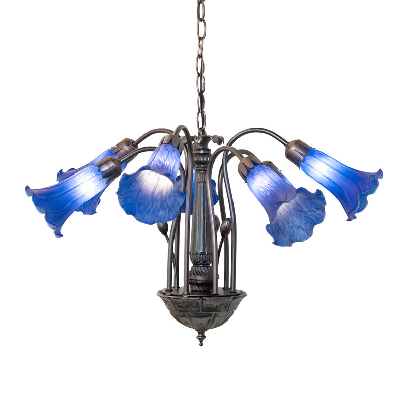 Lustre classique / traditionnel à 7 lumières Hildigard, Bleu