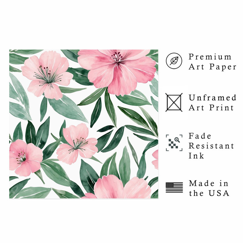 Impression florale sans cadre, H 14 po x l 14 po