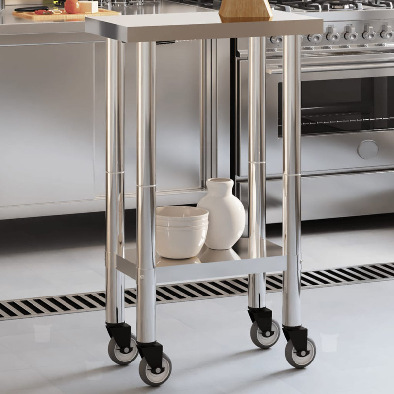 Tables de travail en acier inoxydable H 33,5 po VidaXL, H 33,5 po x L 21,7 po x l 11,8 po