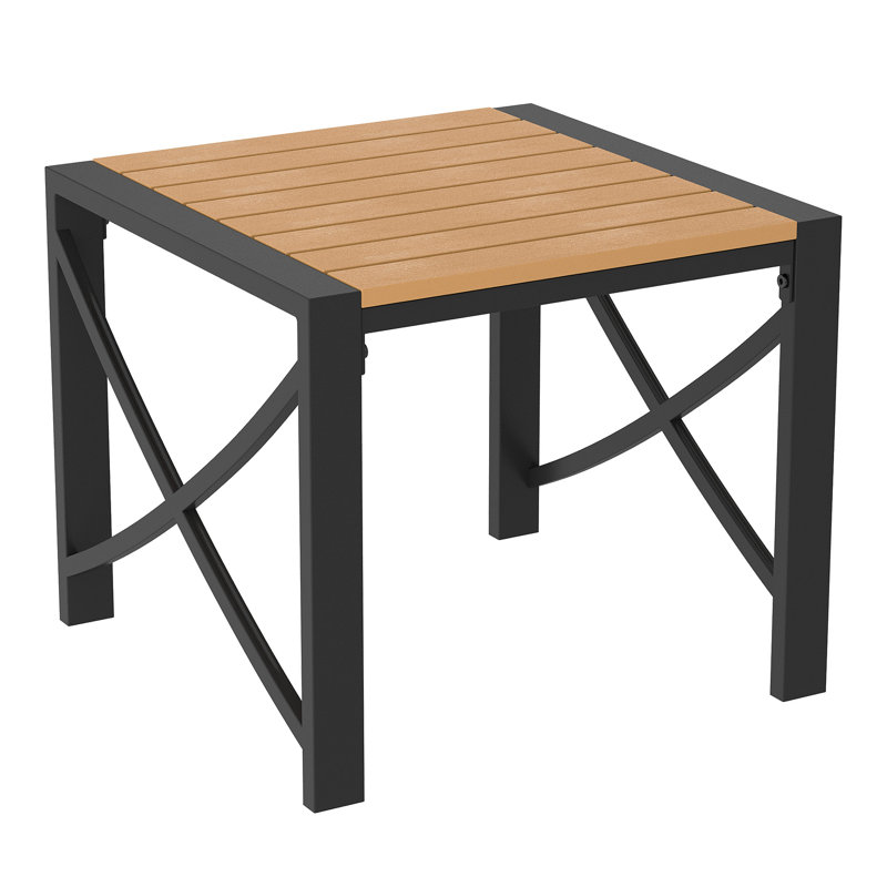 Metal Outdoor Table, 19" Square Outdoor Side Table for Many Occasions, Weather-Resistant Outdoor Coffee Table with Heavy Duty Metal Frame