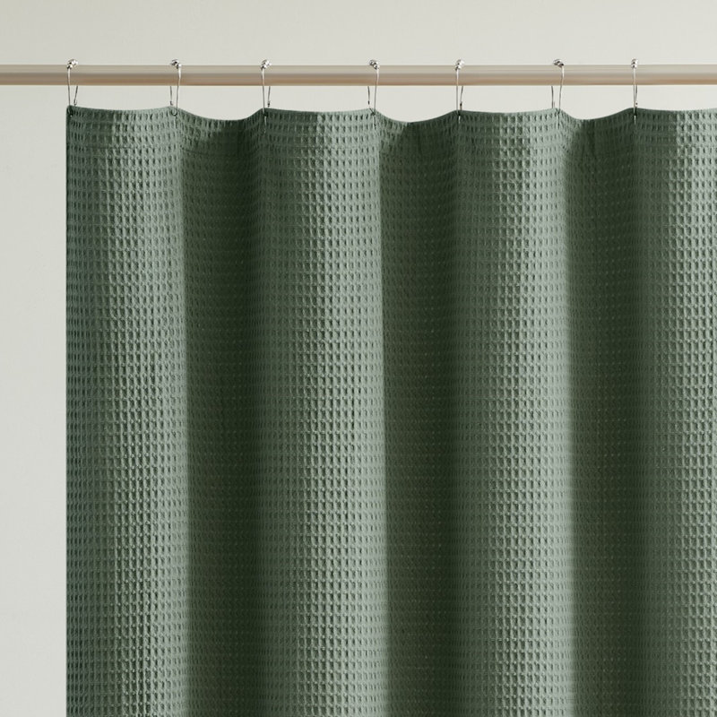 Cannon Heritage Cotton Waffle Shower Curtain, Green