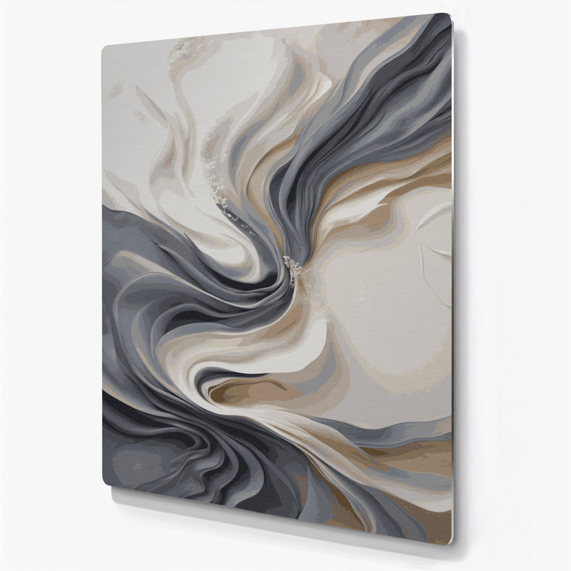 Art mural abstrait en métal gris 86, H 16 po x l 20 po