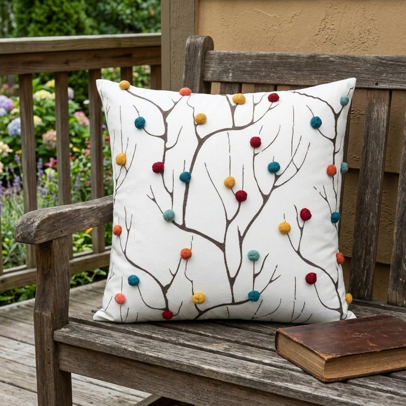 Floral Cotton Throw Pillow