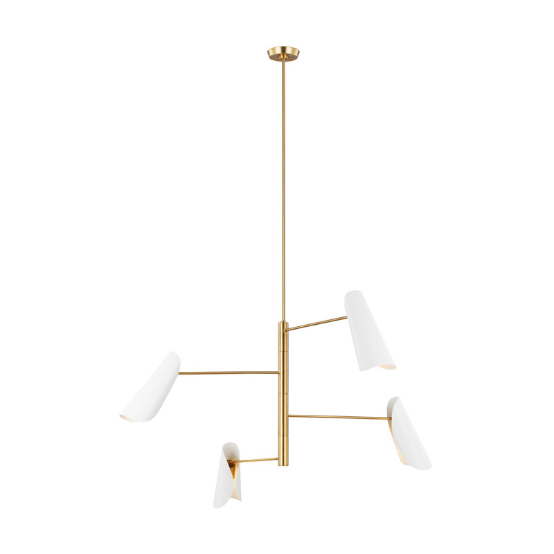 Lustre à quatre lumières Akrisna par AERIN, Blanc mat / laiton bruni