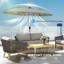 Outsunny 3 m Double-Sided Garden Parasol with LED Solar Lights Grey