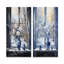 «White Winter Blue Window Still Life II - Winter Landscape», ensemble de 2 reproductions d'art en métal-798603809