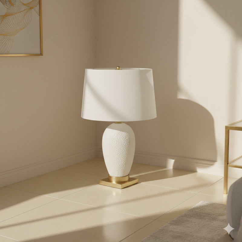 Lighting, 26"H, Table Lamp, White Ceramic, Ivory / Cream Shade, Transitional