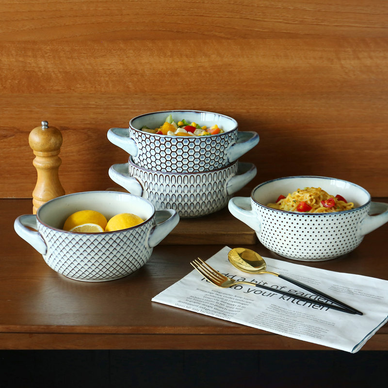 ALOFMO 28 Oz Reactive Glaze Soup Crocks/Ceramic Soup Bowls (Set of 4)