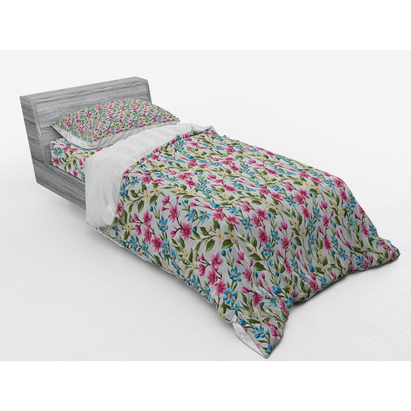 Ensemble de housse de couette en microfibre rose / bleu, Housse de couette simple TG + 2 articles suppléme