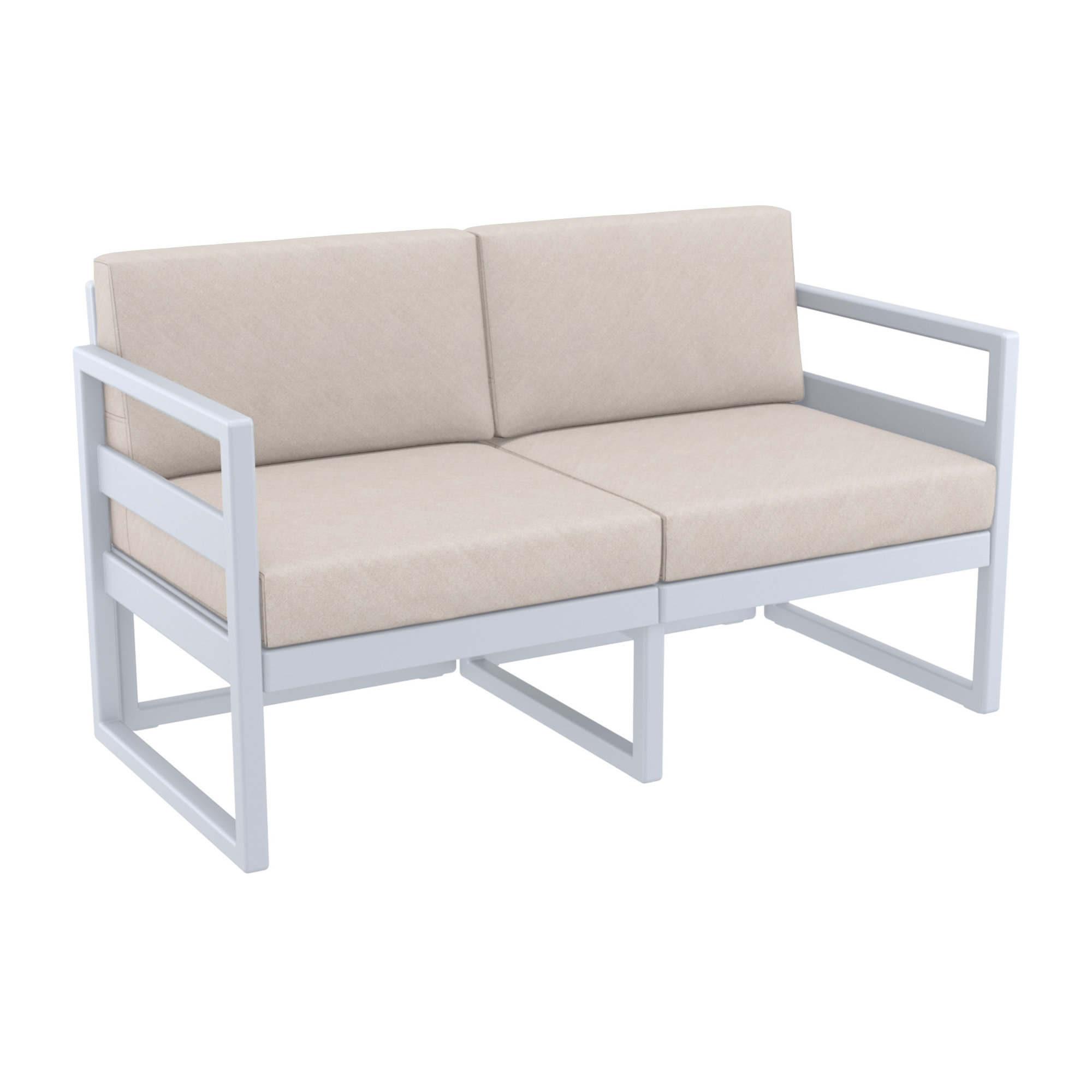 Lane 58'' Wide Straight Loveseat with Cushions, Silver/Gray, Canvas Flax Sunbrella® Canvas