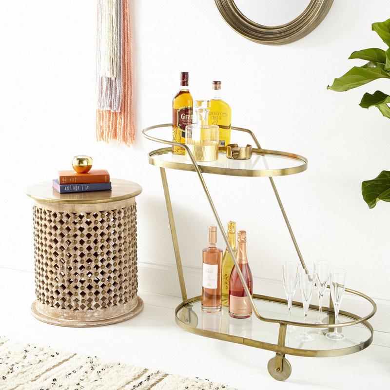 Aluminum Round Coaster Set With Holder, Gold