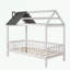 Lit simple en bois avec clôture-1281897301