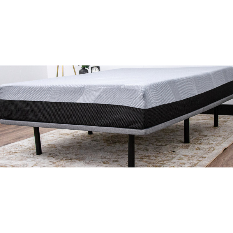 Upholstered Foundation X Series - Gris élégant, 6 pieds réglables, capacité de 1000 lb, fabrication, acier robuste, charnières pliables, style moderne facile à installer, pieds réglables, revêtement gris,
