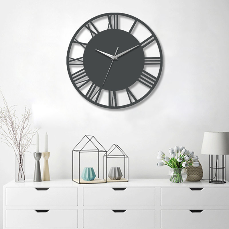 Spataro Solid + Manufactured Wood Wall Clock, Grey