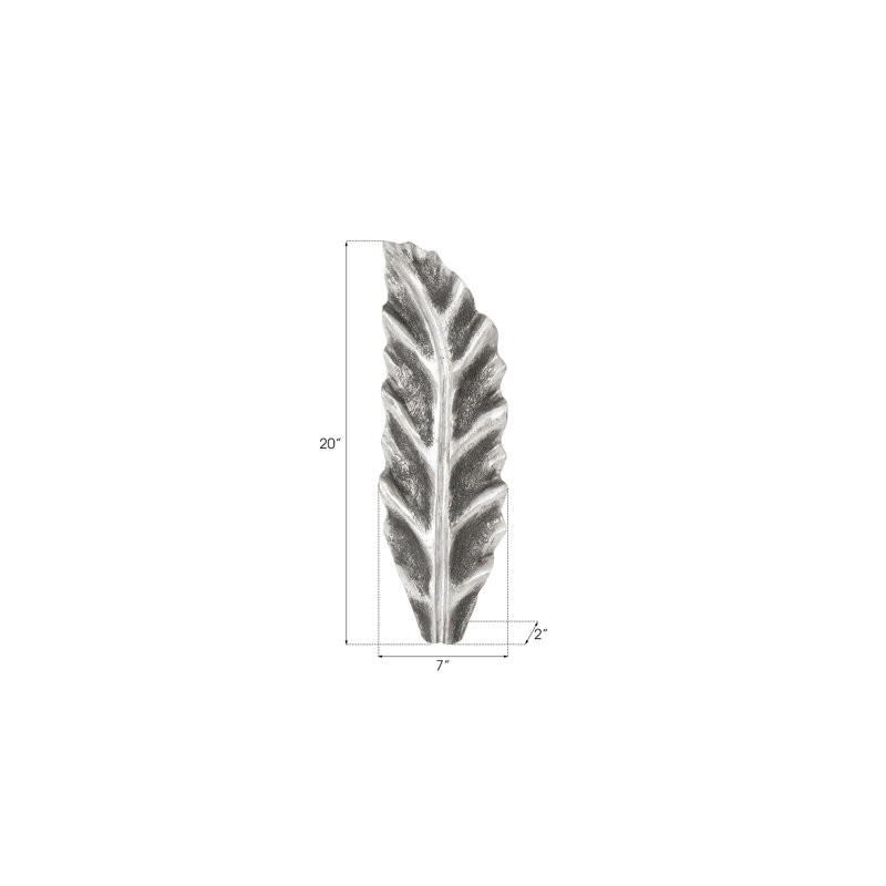 Small Silver Artisan-Grade Resin Leaf Wall Décor