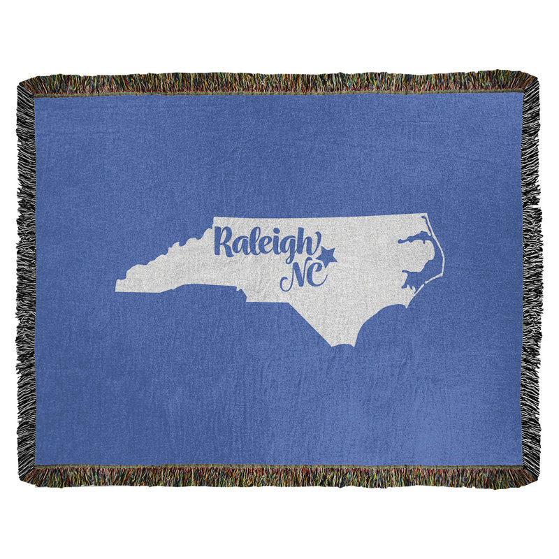 Jeté en coton raleigh north caroline, 50 po x 60 po, Bleu