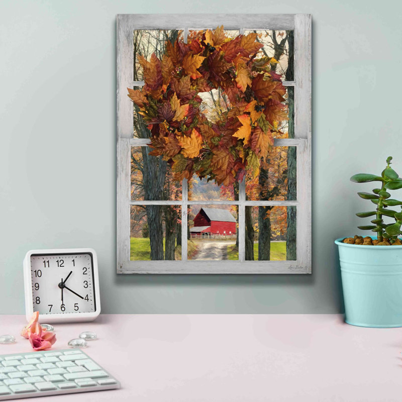 «Fall Window View II» par Lori Deiter, art mural sur toile, H 16 po x l 12 po x P 0,75 po