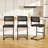 Set Of 2 PU Leather Bar Stools With Woven Rattan Back And Metal Legs-468770927