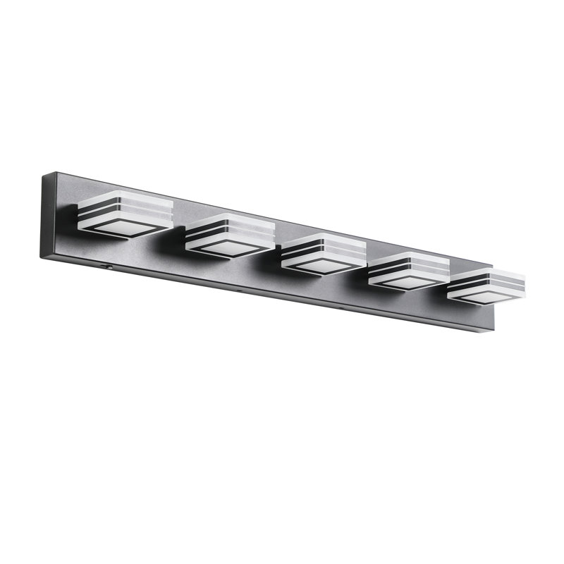 Sleek Dimmable 5- Bathroom Led Vanity - Wall Fixture, Iron & Acrylic, Brightness Customizable Option Dimmable, Control