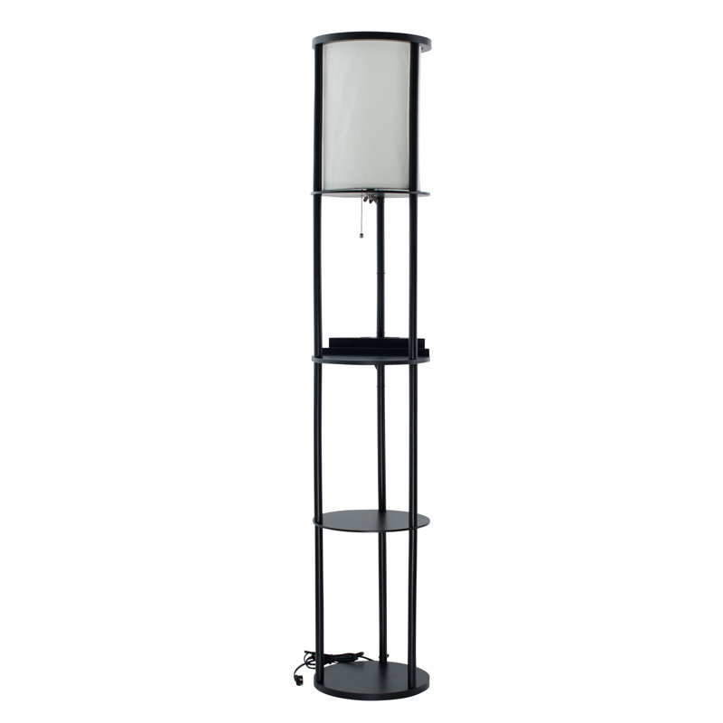 Eni 62.75'' Black Column Floor Lamp with USB and Outlet