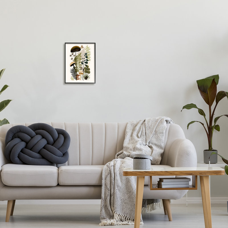 «Mixed Earthy Botanicals», impression sur bois encadrée sur bois, Giclée encadrée noir minuit, H 14 po x l 11 po x P 1,5 po