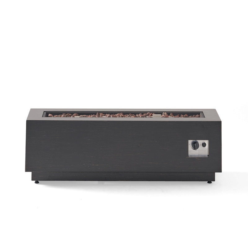 40" Outdoor 50,000 BTU Rectangular Iron Propane Fire Pit, Dark Grey (Tank Cover Not Included)