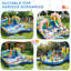 Jeu gonflable 11-en-1 avec glissade d'eau, parc aquatique à thème kiosque pour enfants, souffleur de 750 W inclus
