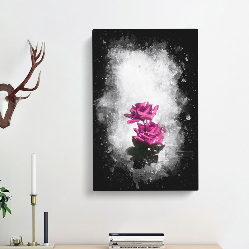 Two Pink Roses - Wrapped Canvas, 91cm H x 60cm W x 3cm D