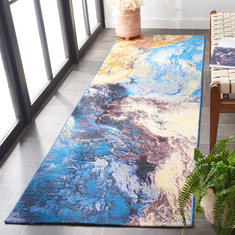 Tapis intérieur / extérieur abstrait Hykeham 500 Performance, Tapis de couloir 2 pi 8 po x 8 pi