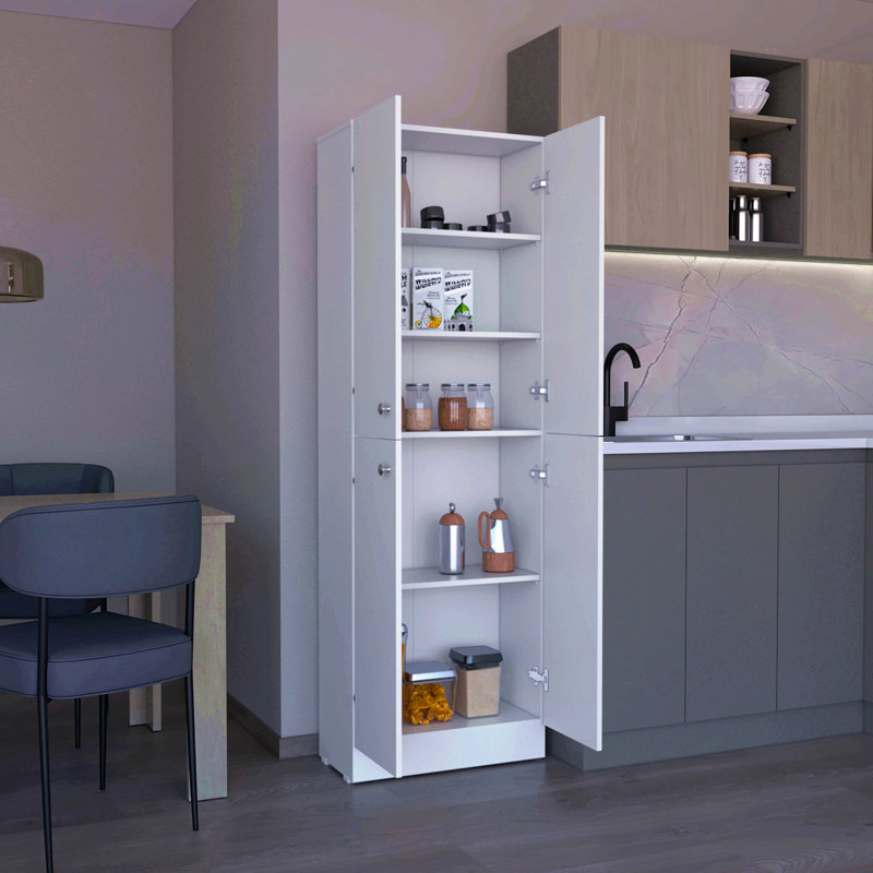 Armoire de rangement pour garde-manger de cuisine d'une hauteur de 71 po, avec 4 portes, 5 tablettes réglables, armoire autoportante pour le salon de la salle à manger, buanderie