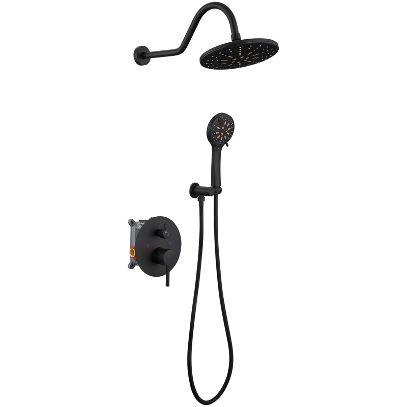 1 système de douche complet avec valve brute, Chrome poli