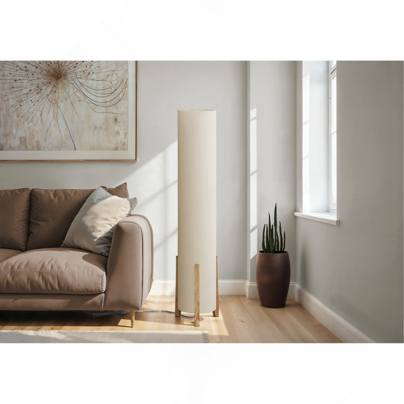 Lighting, 50"H, Floor Lamp, Brown Wood Look, Ivory / Cream Shade, Contemporary