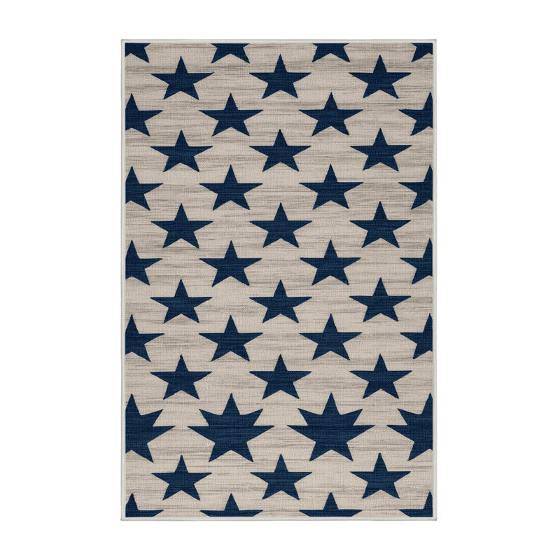  Tapis nautique lavable avec étoiles, Rectangle de 5 pi x 8 pi