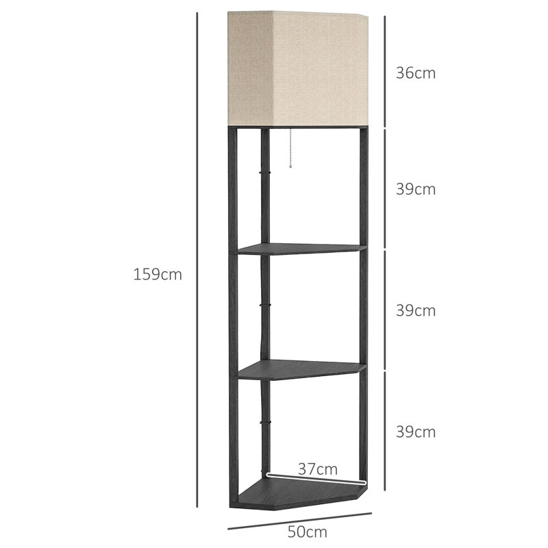 Braylah 159cm Tray Table Floor Lamp, Black