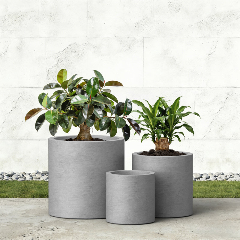 Centonze 3-Piece Pot Planter Set, Medium Gray