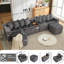Canapé en U avec chargement USB et sans fil, table basse, conception modulaire mobile, sans assemblage, 6 sièges, velours côtelé-1188786110