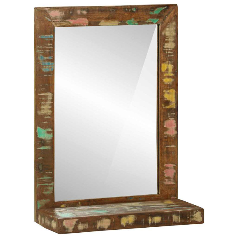 Solid Wood Rectangle Mirror,  Brown Wood Reclaimed
