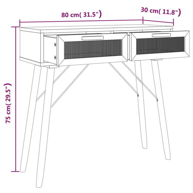 Zayan 80cm Console Table, Black