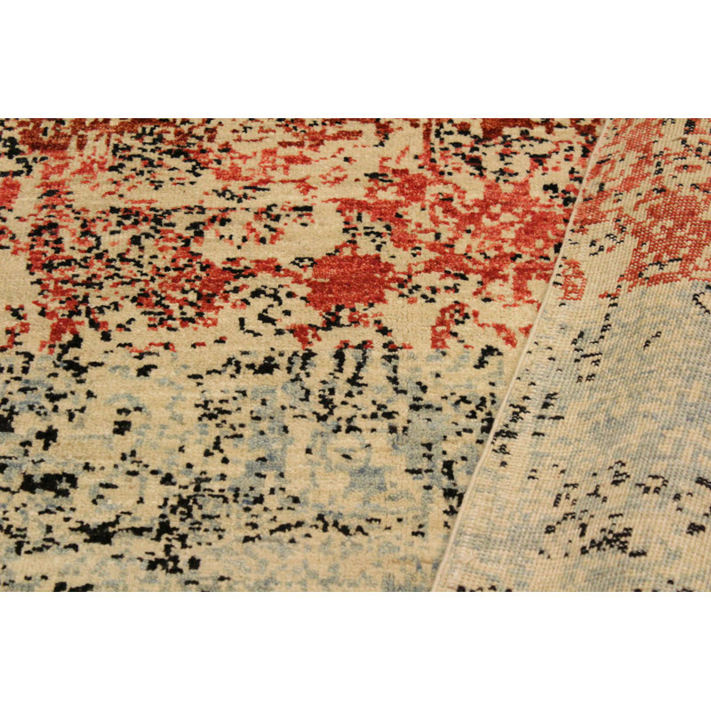 Tapis unique bleu / rouge 3 pi 10 po x 5 pi 11 po par Arshs Fine Rugs