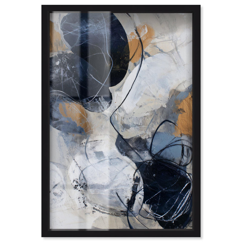 Décoration murale bleue "Lunar Dust II" par Art Remedy, cadre noir, 21 x 31, H 31 po x l 21 po, Structure noire