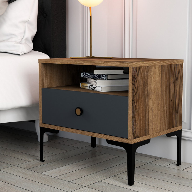 Table de chevet Paucker, Brun / Noir