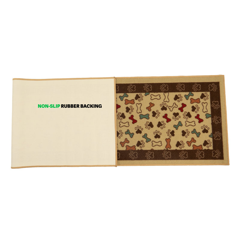 Pet Design Pet Paw Beige Slip Resistant Indoor Machine Washable Door Mat and Runner Rugs, Runner 18" W X 30" L