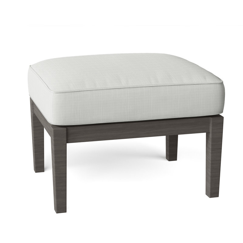 Lattice Outdoor Ottoman with Cushion, Welt, Verona Silver