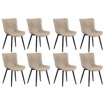 Chaises de salle à manger rembourrées en cuir PU avec chaises à oreilles modernes et pieds en métal