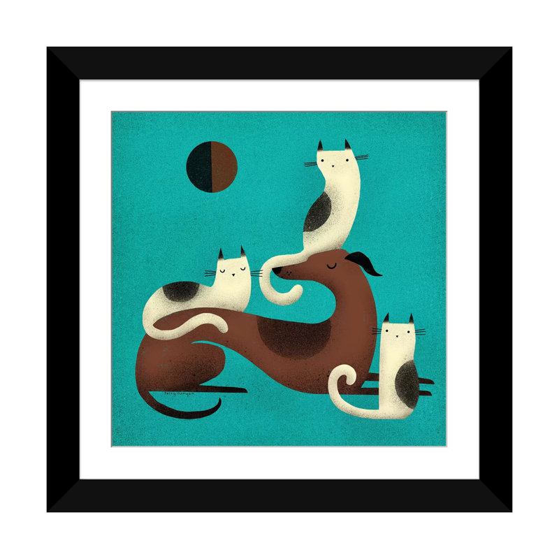 « lévrier perchoir », reproduction sur toile tendue Terry Runyan, H 16 po x l 16 po x P 1 po, Papier d'art encadré noir