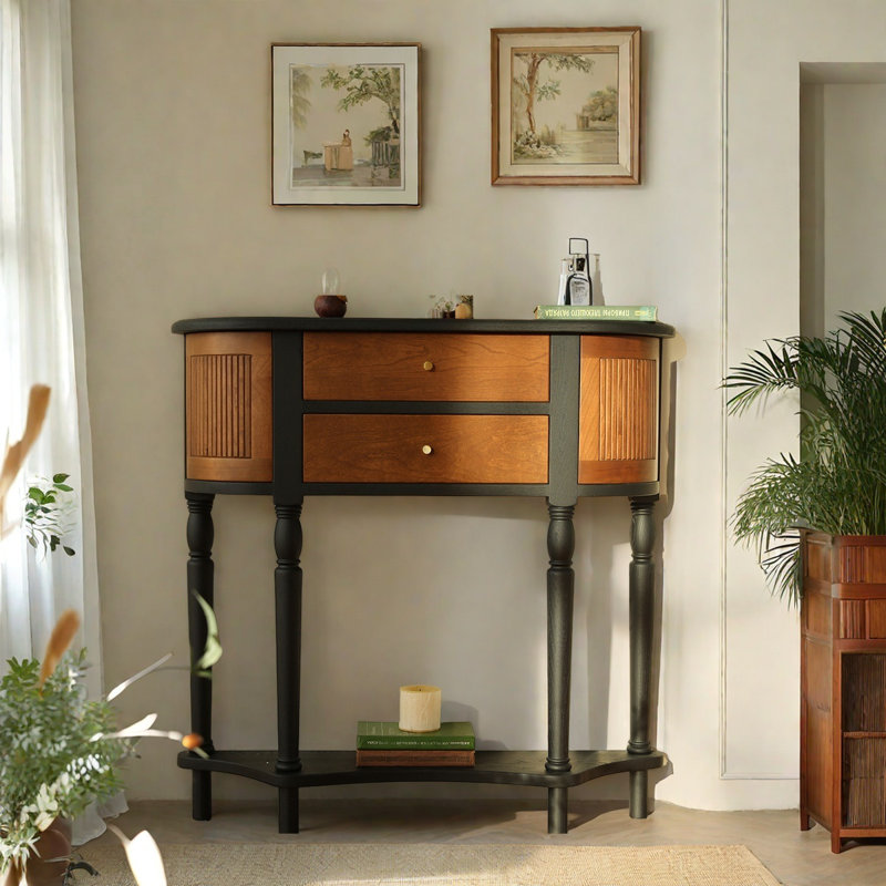 Retro Minimalist Solid Wood Accent Cabinet, 35.4" H x 35.4" W x 7.8" D